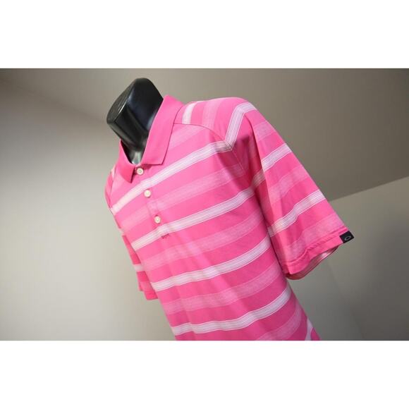 Oakley Golf Polo Striped Ohydrolix Athletic Wicking Golf Shirt Mens Size 2XL XXL - Picture 1 of 11